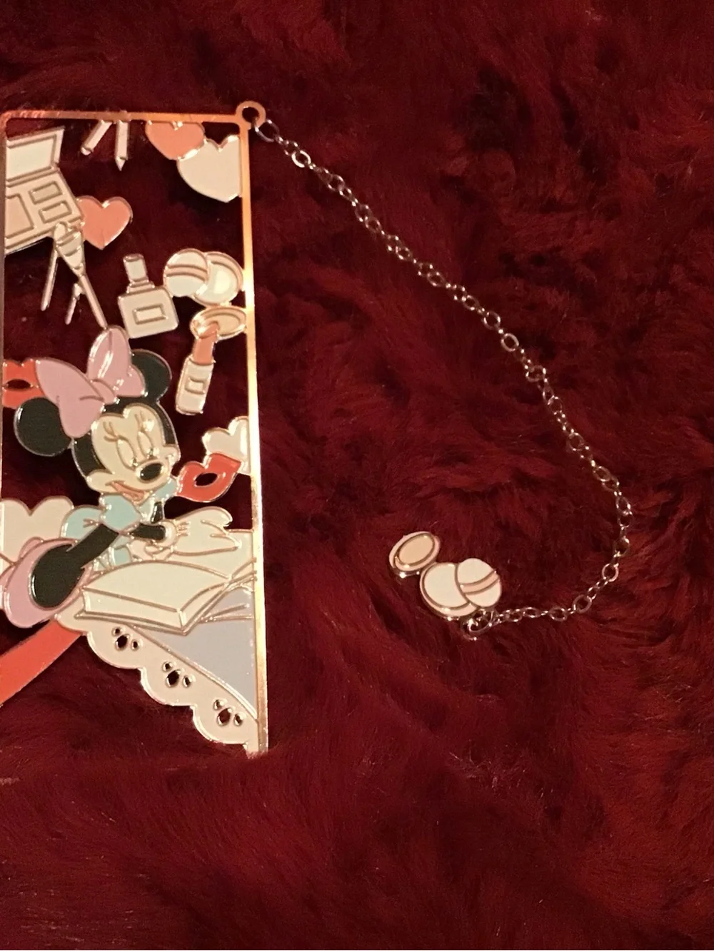 Pink and Black Metal  Bookmark  Minnie Mouse w/ Chain